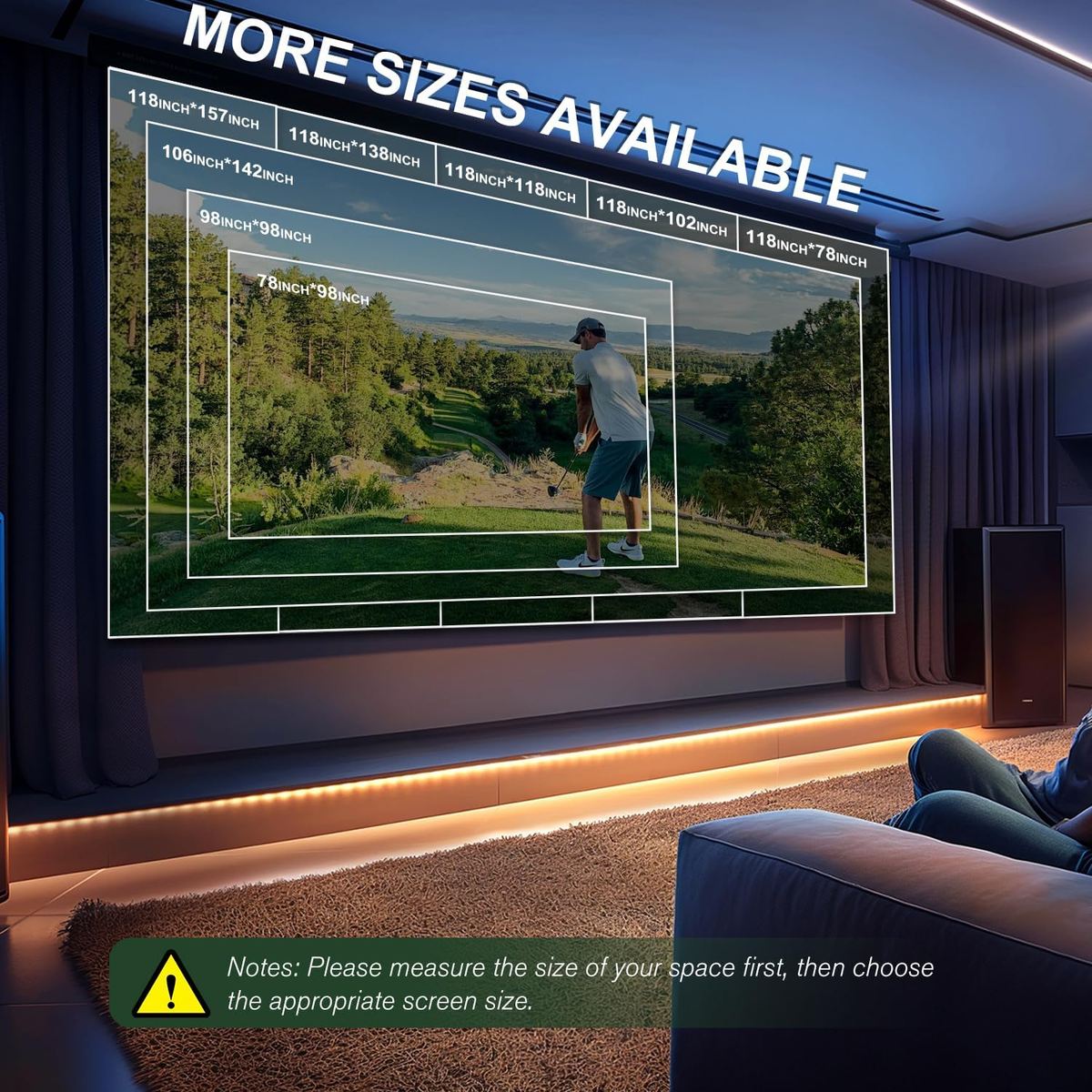 Golf Simulator Impact Screen for Training Indoor/Outdoor, 3D Air Mesh Golf Impact Screen, Ultra Clear Projector Screen for Home with Grommet Holes, 8 Size Options