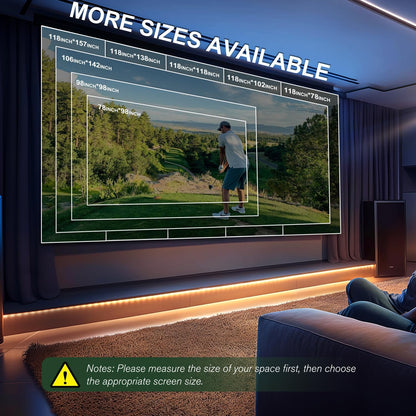 Golf Simulator Impact Screen for Training Indoor/Outdoor, 3D Air Mesh Golf Impact Screen, Ultra Clear Projector Screen for Home with Grommet Holes, 8 Size Options