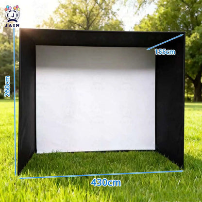 Golf Simulator Enclosure with Impact Screen Aluminum Frame and Hitting Net Enclosed Display Screen for for Indoor Golf Training